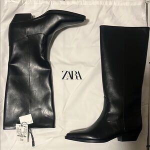 Zara Black Knee-High Boots